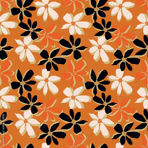 Vintage seamless floral pattern. Ditsy style background of small flowers. Ditsy floral over light yellow background. Small flower pattern for fashion, wrapping, printing on fabrics and surface