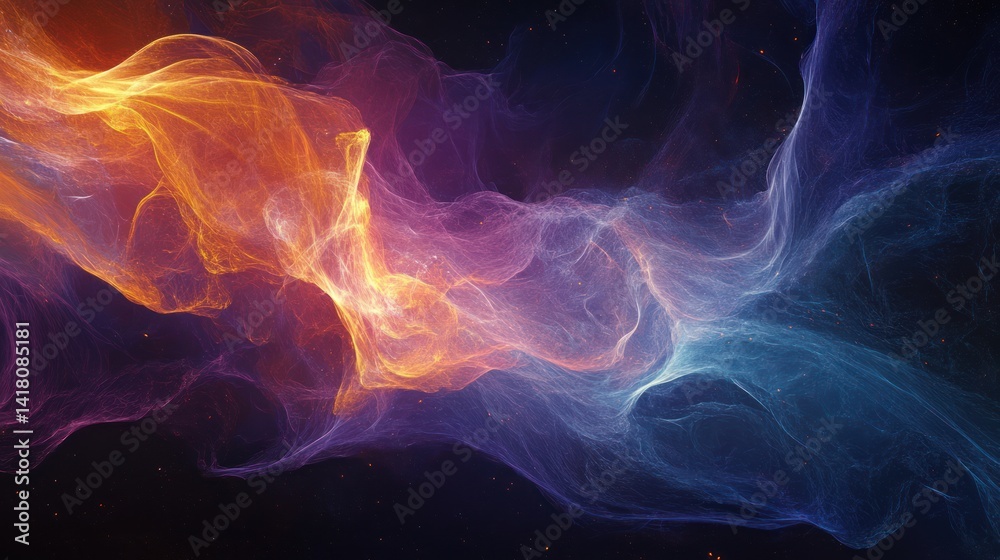 Obraz premium Abstract cosmic fire and ice swirls, space background, energy