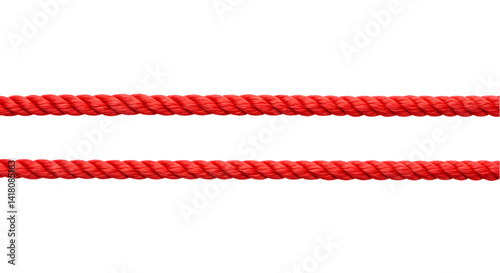 Red string, set rope isolated on white, top view