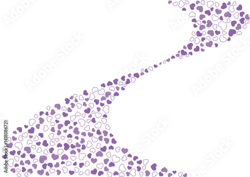 ハート柄の背景 紫系の3色 フチと単色 ハート