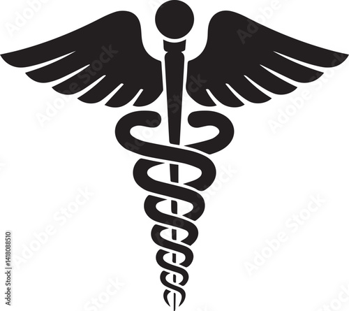 Caduceus Symbol Classic Medical Sign Design Graphic Vector Illustration Isolated