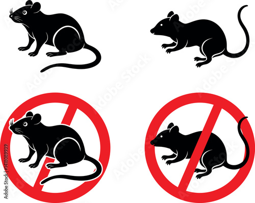 Rat vector silhouette icon.Pest control. Insects icon set. warning signs of harmful insects . Vector illustration