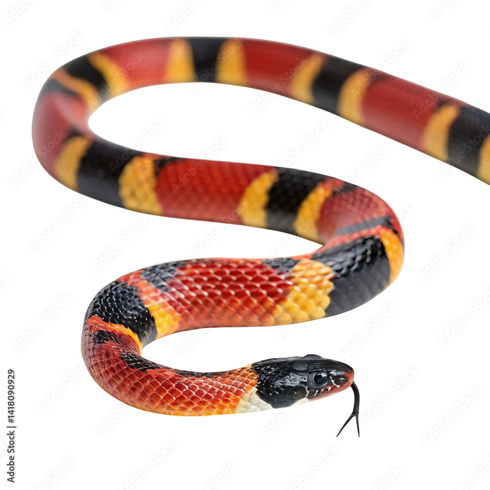 Naklejka premium coral snake in Transparent Background Closeup of a Boa Constrictor Showing Detailed Scales and Pattern