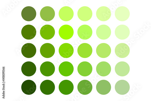 Green circle palette. Bright lime vector. Gradient dot layout. Fresh tone swatches.