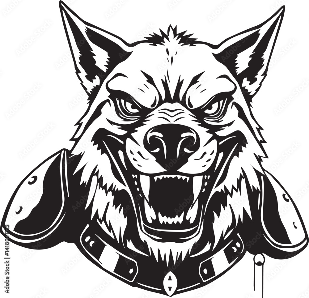 Obraz premium Werewolf in armour. Hand drawn vector illustration