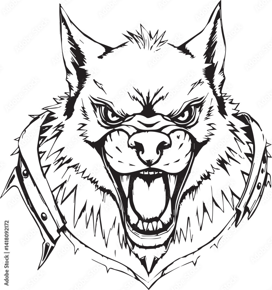 Obraz premium Werewolf in armour. Hand drawn vector illustration