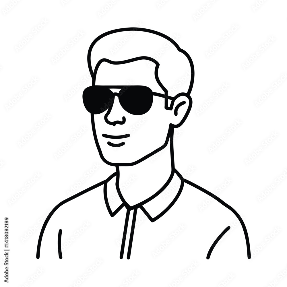 Isolated vector illustration of a stylish man wearing sunglasses on a white background Isolated vector illustration of a stylish man wearing sunglasses on a white background