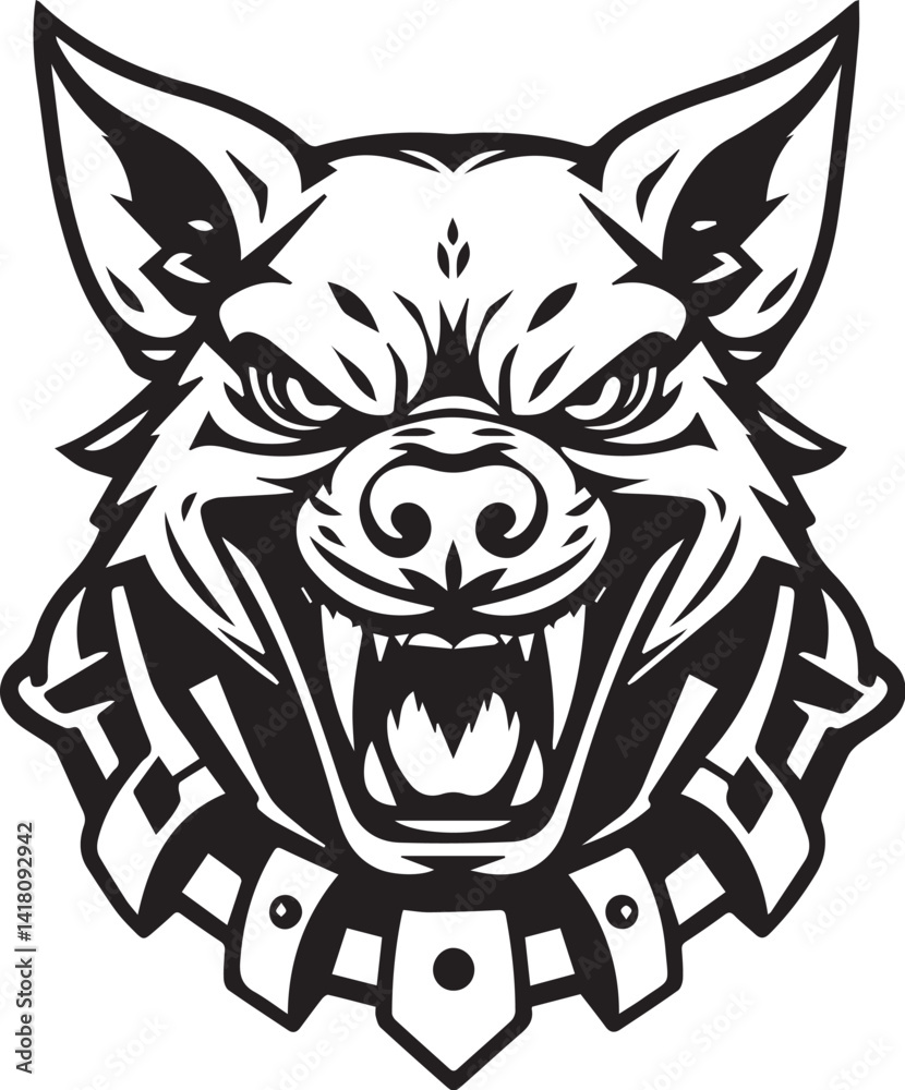 Fototapeta premium Werewolf in armour. Hand drawn vector illustration