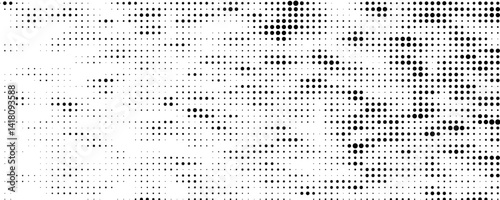 Fade Halftone Background. Distressed Dotted Backdrop. Grunge Points Texture. Gradient Black and White Pattern. Vector illustration