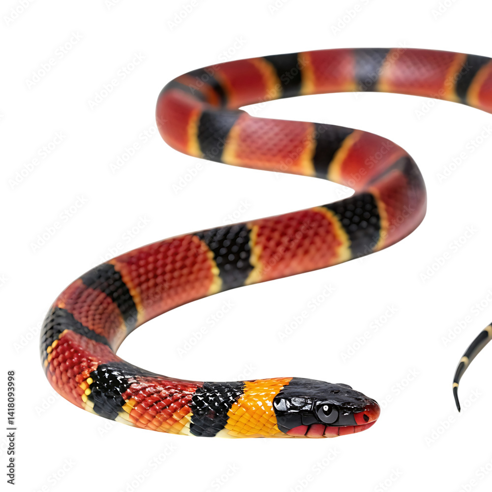 Naklejka premium eastern coral snake in Transparent Background Closeup of a Boa Constrictor Showing Detailed Scales and Pattern