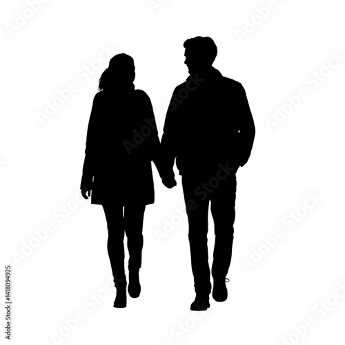Obraz na płótnie Silhouette of a loving couple, man and woman, vector illustration w salonie