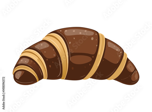 Chocolate Croissant Bread - Vector Illustration