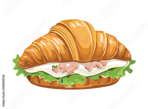 Vector Illustration of a Croissant Sandwich