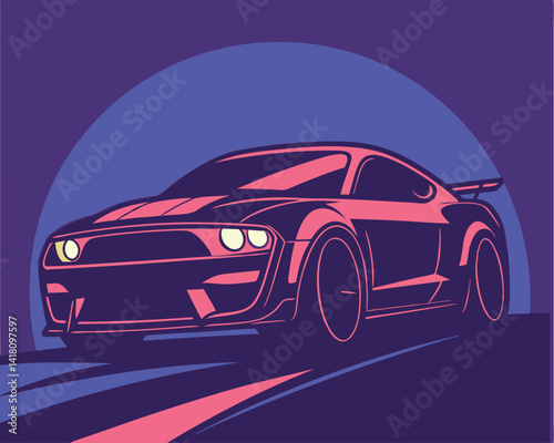 Sleek Sports Car Illustration: Modern Vehicle, Speed, and Automotive Design.