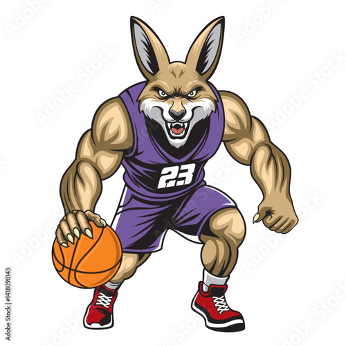 basketball mascot vector illustration kangaroo basketball design