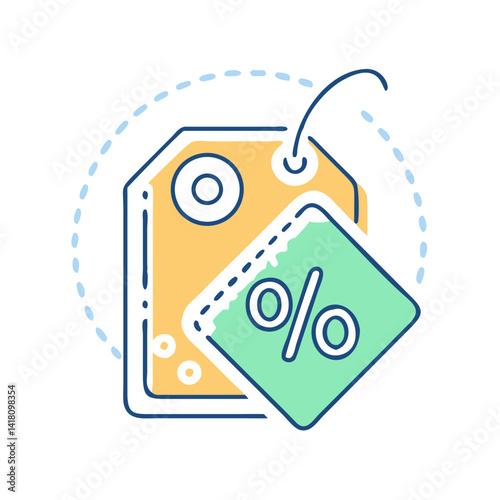 Price tags with discount symbol