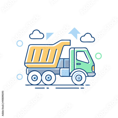 Dump truck for construction work.