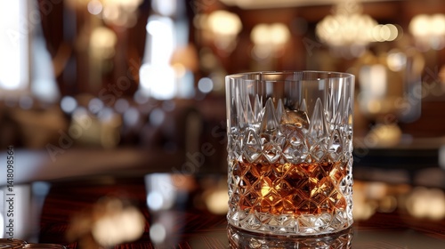 Highball glass with Disaronno on the rocks on a table