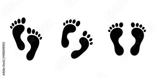 human foot print, Set of  footprint, human silhouette footprint vector illustration. Footprints, Footprint Icon Set, Foot icon vector. EPS 10 editable vector, foot prints on white foot prints on white
