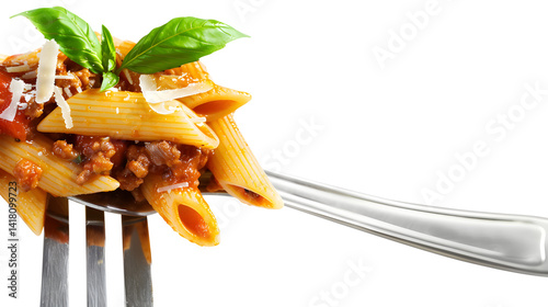 Delicious Italian Style Penne Pasta Topped with Savory Bolognese Sauce