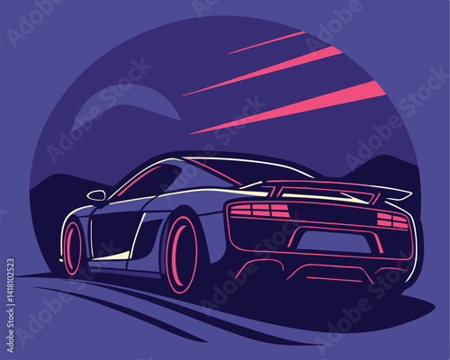 Sleek Sports Car Illustration: Modern Vehicle, Speed, and Automotive Design.