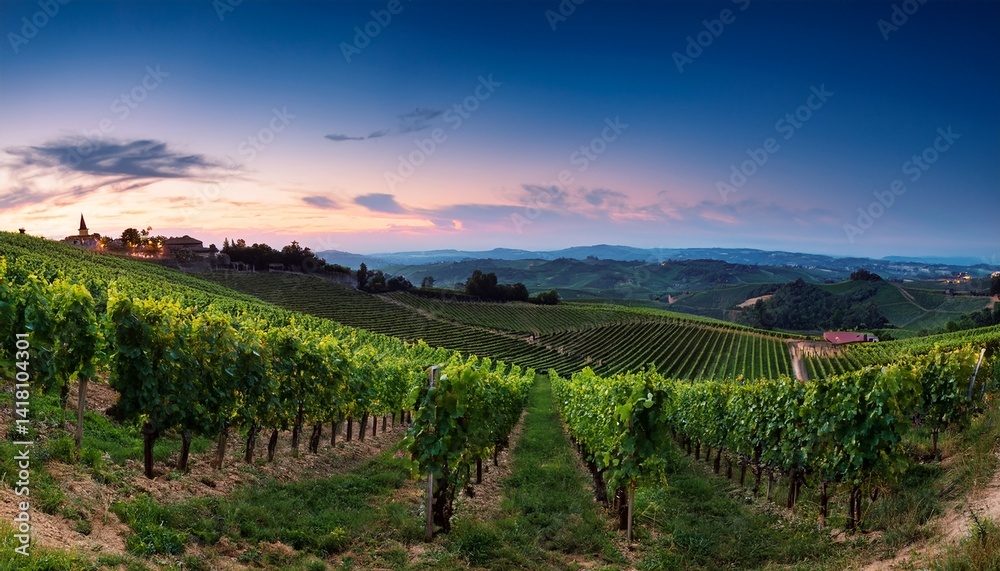 Fototapeta premium Barbaresco vineyards at dusk