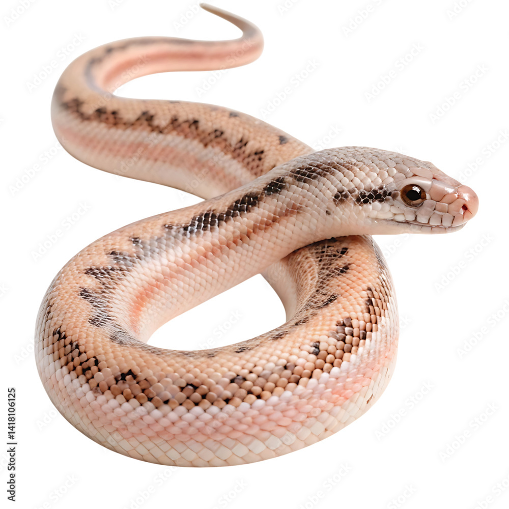 Fototapeta premium rosy boa in Transparent Background Closeup of a Boa Constrictor Showing Detailed Scales and Pattern