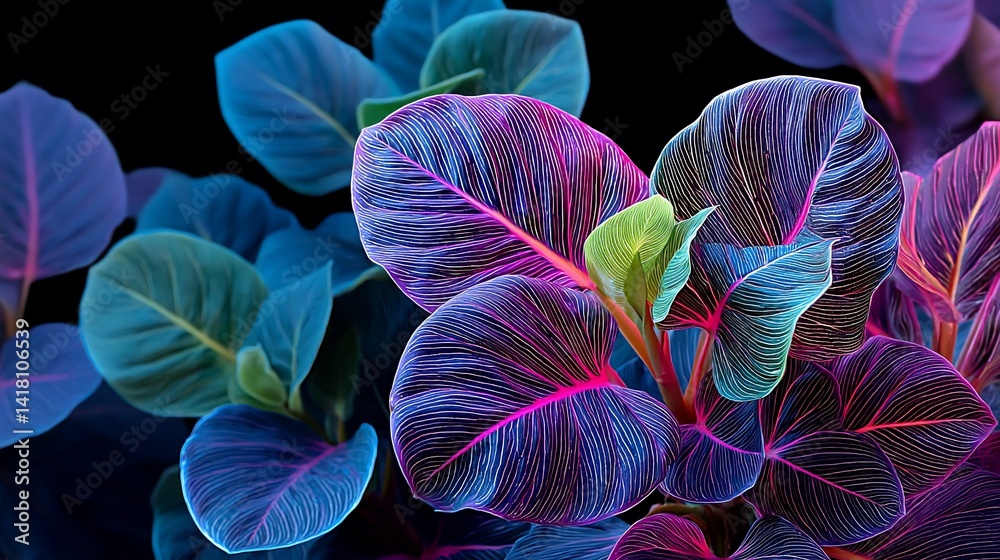 Vivid flora, a surreal garden of layered colors and dramatic lighting