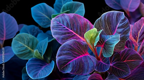 Obraz na płótnie Vivid flora, a surreal garden of layered colors and dramatic lighting w salonie