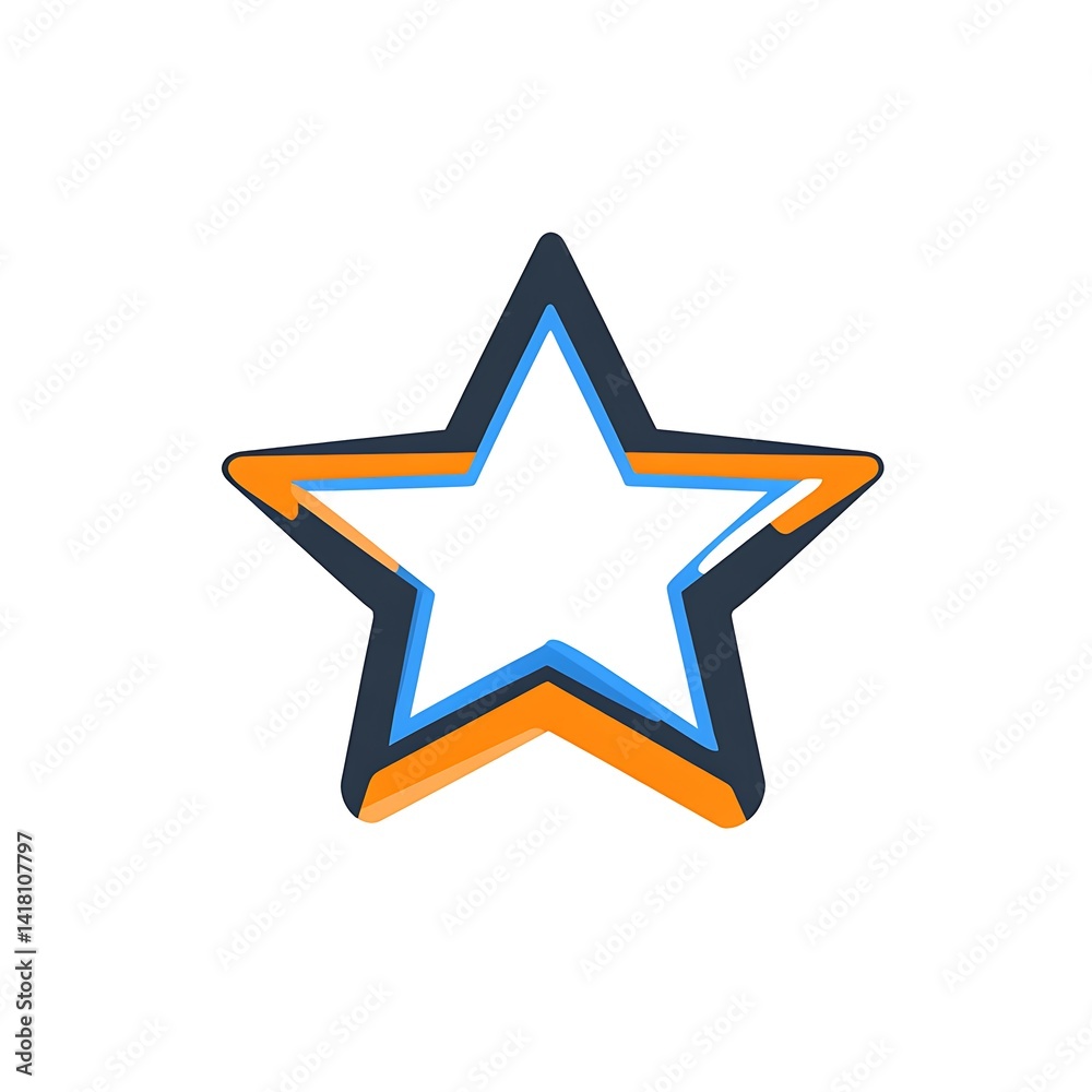 A Colorful Multilayered Star With Contrasting Blue and Orange Outlines A Colorful Multilayered Star With Contrasting Blue and Orange Outlines