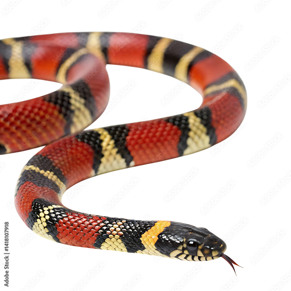 scarlet kingsnake in Transparent Background Closeup of a Boa Constrictor Showing Detailed Scales and Pattern scarlet kingsnake in Transparent Background Closeup of a Boa Constrictor Showing Detailed Scales and Pattern