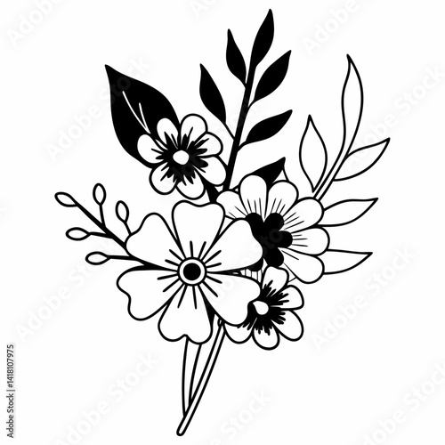 black and white flowers