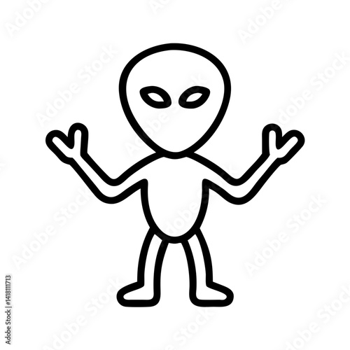 Alien character with an inquisitive expression in a simplistic design on a white background