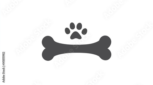 Minimalist Black Dog Paw and Bone Icon Silhouette Vector Illustration for Pet Care and Veterinary Design