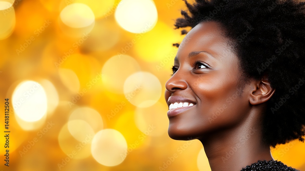 Fototapeta premium Woman smiling, profile view