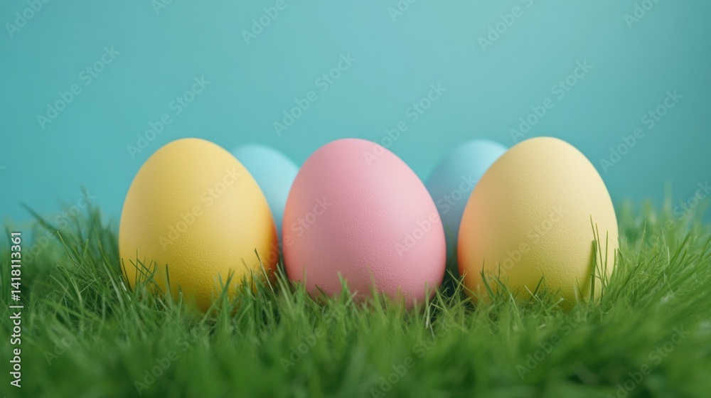Colorful eggs in meadow Colorful eggs in meadow