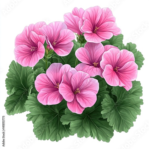 A beautiful Geranium flower 3d Clipart isolated on a white background