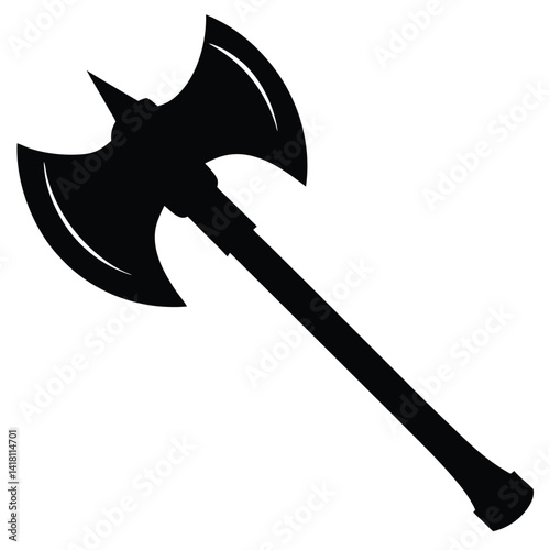 Battle axe silhouette vector isolated on white background