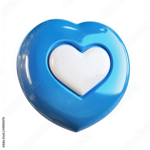 Blue heart with a heart isolated on white background