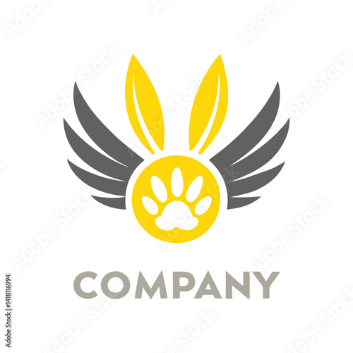 Modern Animal Winged Paw Logo Design Vector Template