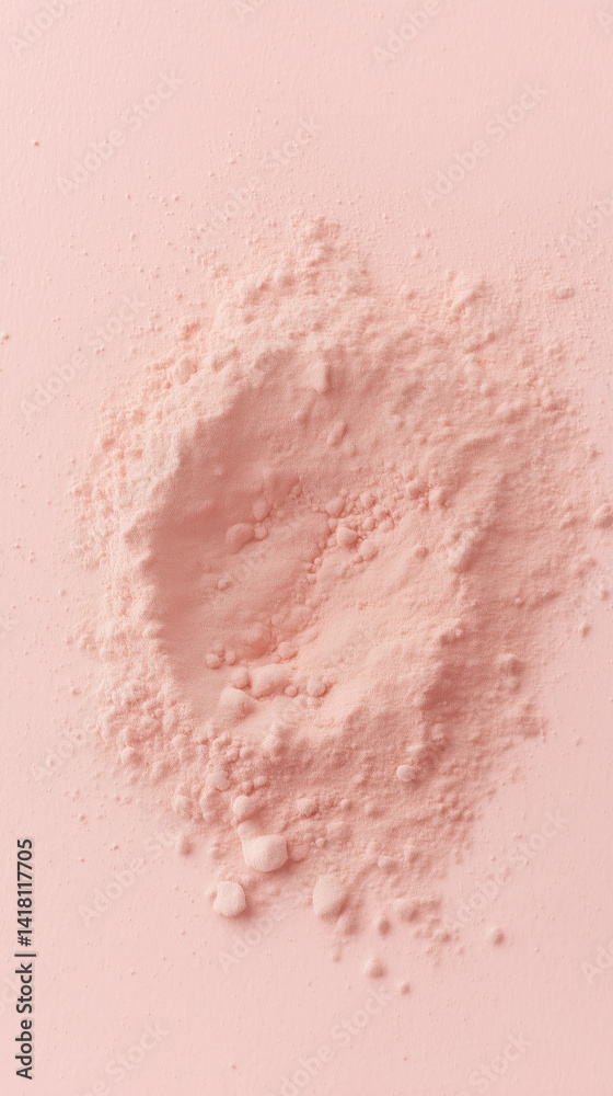 Pink powder forming a small mound on a pink surface Pink powder forming a small mound on a pink surface