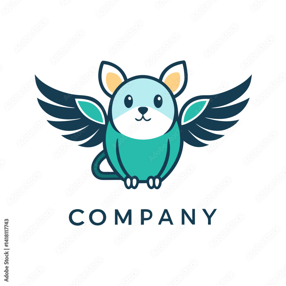 Fototapeta premium Cute winged creature logo design for modern company