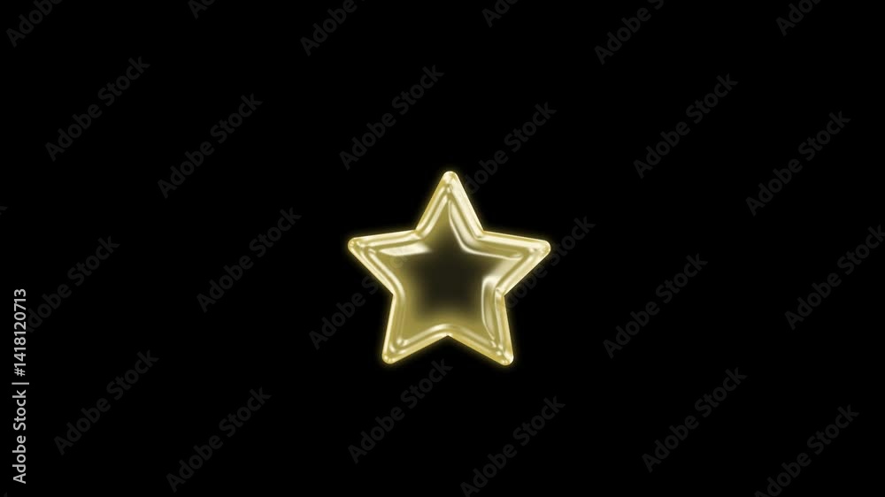 Star bubble floating motion graphic with alpha channel. Yellow bubble in star shape glowing animated on transparent background. Starry, sparkle.