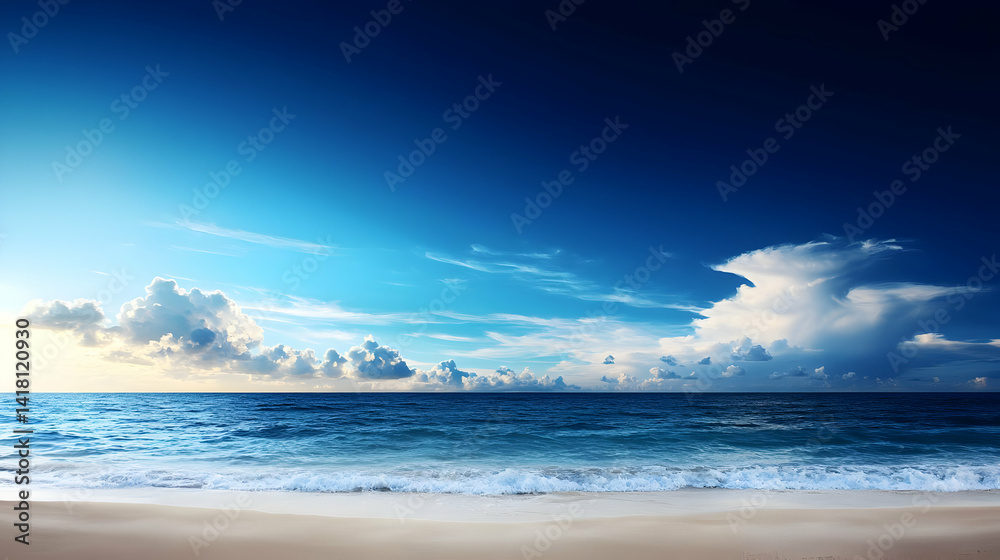 Obraz premium Dramatic Sunset Over Azure Ocean Beach Landscape