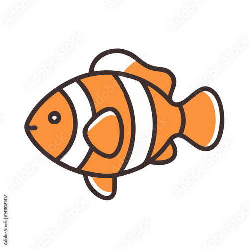 Clownfish cartoon icon on a black background