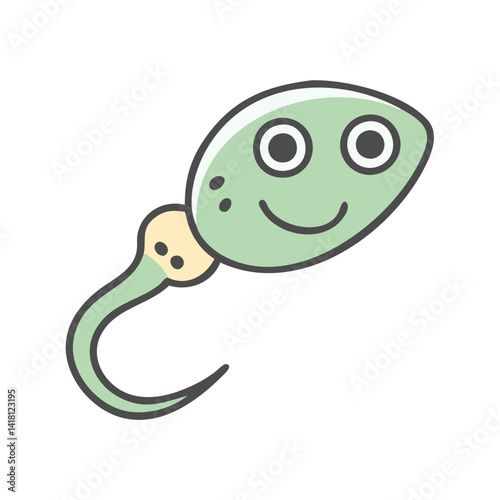 Happy cartoon sperm cell on black background illustration