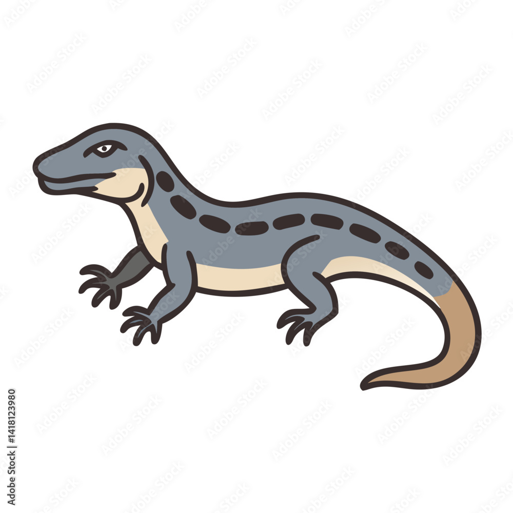Fototapeta premium Cartoon lizard illustration, cute and friendly animal character