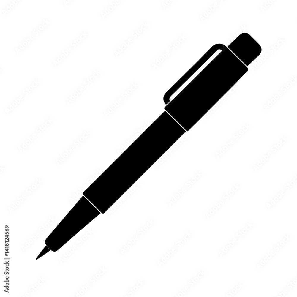 Stylus Pen Black Silhouette Vector Design