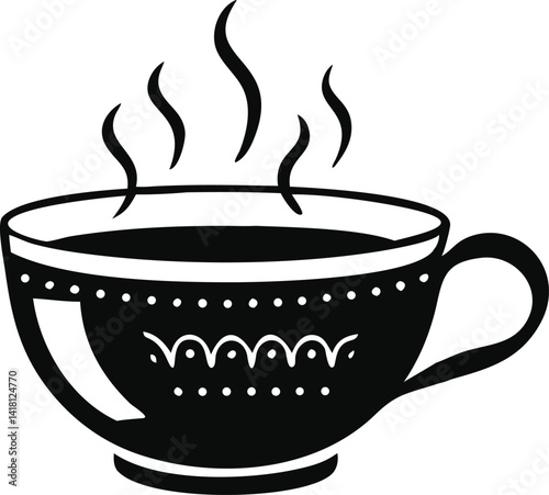 Tea cup silhouette black vector illustration 