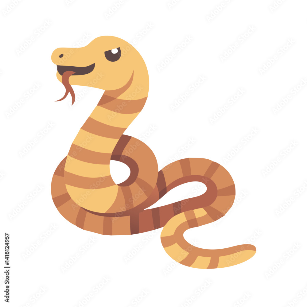 Fototapeta premium Cute Cartoon Snake Illustration on a Black Background